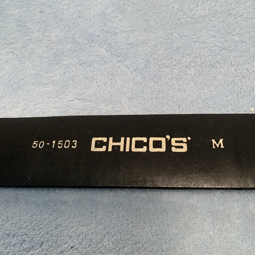 Chico's Black Belt with Silver Buckle